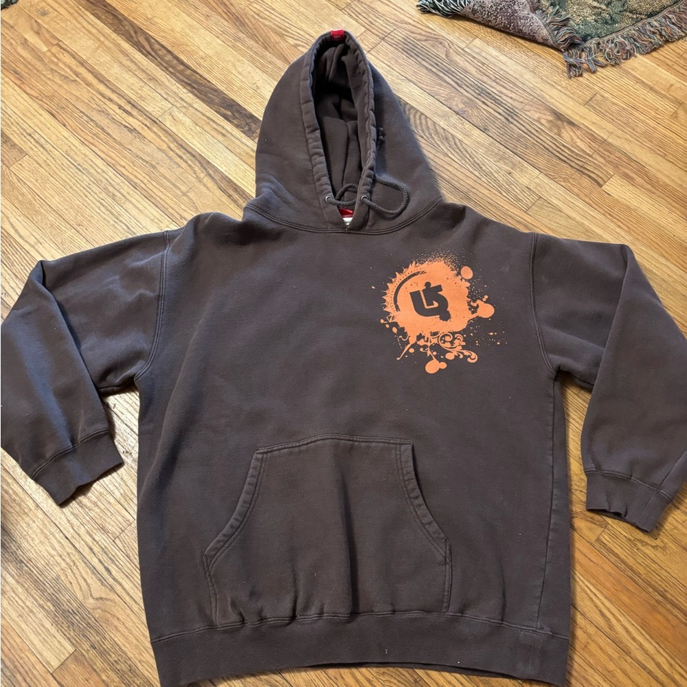 Vintage Burton Hoodie Mens XLarge Brown Orange Sweatshirt Snowboard Logo Y2K